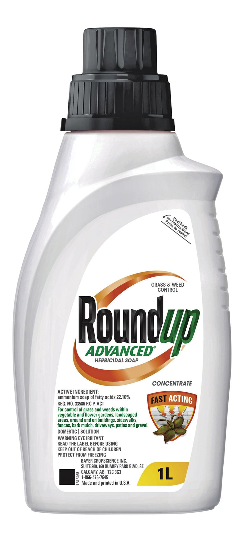 RoundUp Concentrate Advanced Grass & Weed Control/Killer, Herbicidal Soap, 1-L K4