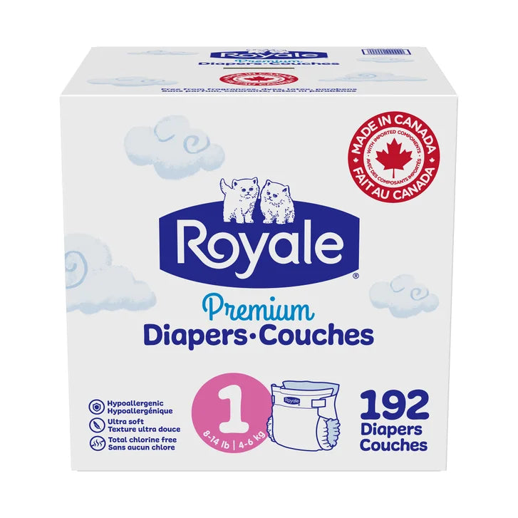 Royale Premium Baby Diapers, Sizes 1 - 2 J1