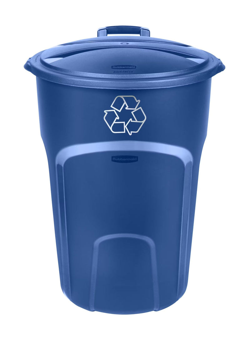 Rubbermaid Plastic Circular Wheeled Recycling Blue Box with Handle, 121-L X1