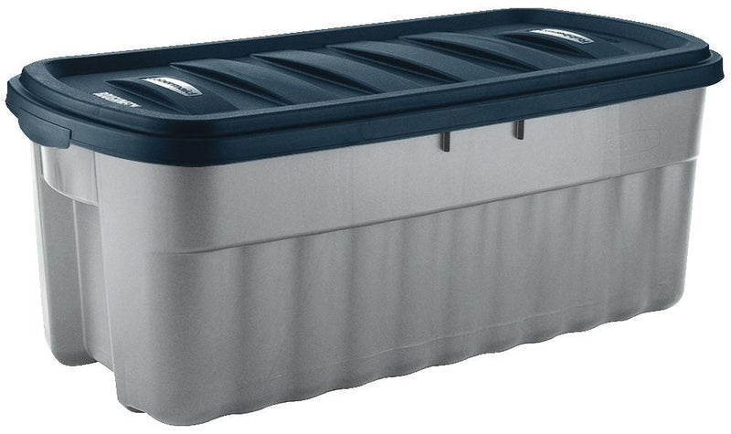 Rubbermaid Roughneck Jumbo Storage Box with Lid, 189-L, Grey/Blue N6