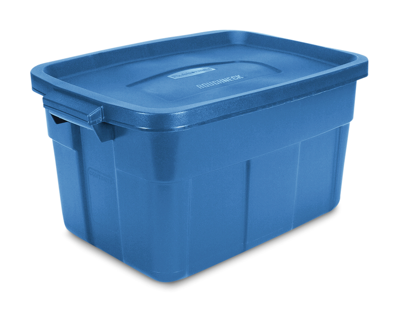 Rubbermaid Roughneck Stackable Storage Box with Lid, 53-L, Blue G5