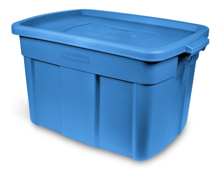 Rubbermaid Roughneck Stackable Storage Box with Lid, 68-L, Blue Z9