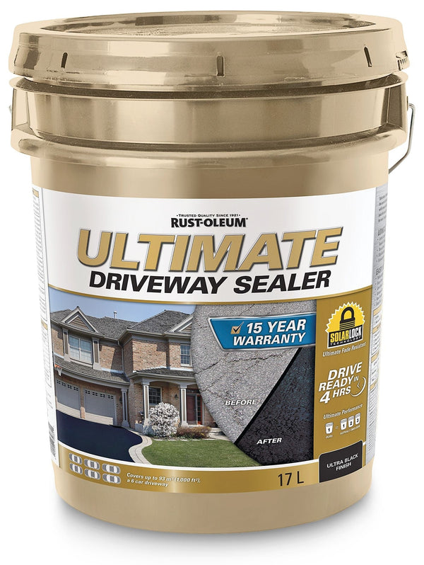 Rust-Oleum 15-Year Ultimate Asphalt Driveway Sealer, 1000 sq. ft Coverage, Ultra Black, 17-L V3