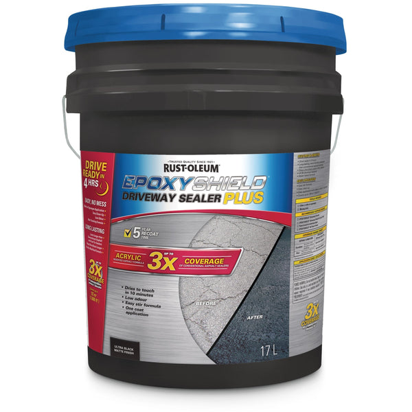 Rust-Oleum Epoxy Shield Asphalt Driveway Sealer Plus, 1000 sq. ft Coverage, Black, 17-L M8