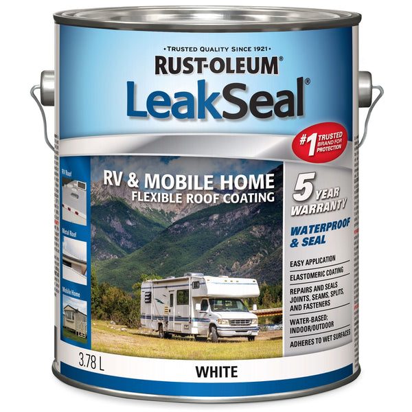 Rust-Oleum LeakSeal Waterproof Mobile Home & RV Roof Sealant / Coating, White, 3.78-L P1