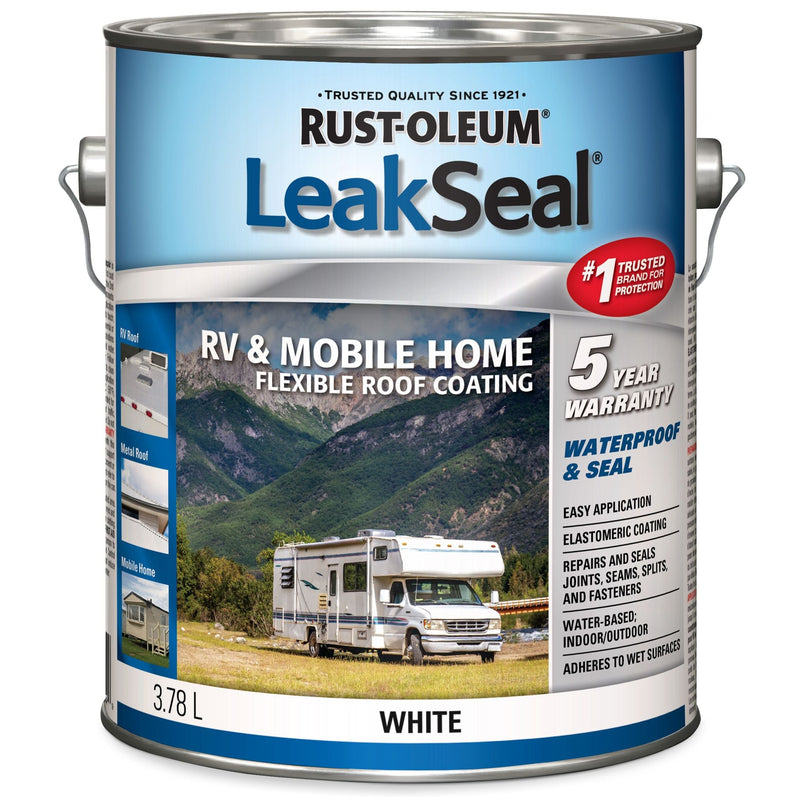 Rust-Oleum LeakSeal Waterproof Mobile Home & RV Roof Sealant / Coating, White, 3.78-L P1