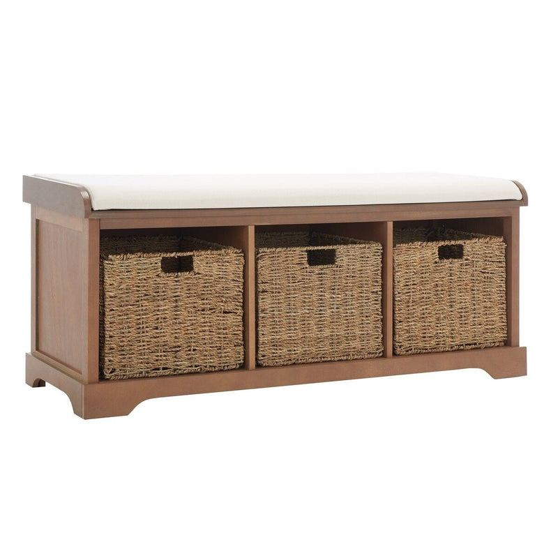 Safavieh Lonan Wicker Storage Bench, Grey Wash/White, 16.1-in x 47-in x 19.9-in O3