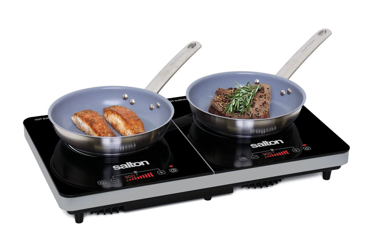 Salton Double Induction Cooktop, LED Display & Touch control with 10 Power Settings