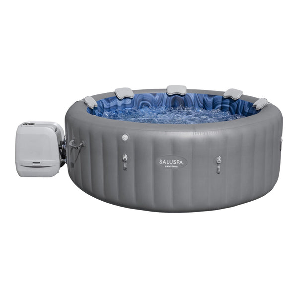 Salu Spa Santorini Grey 7-Person Luxe HydroJet Pro Round Smart Spa, 85-in x 31.5-in C4