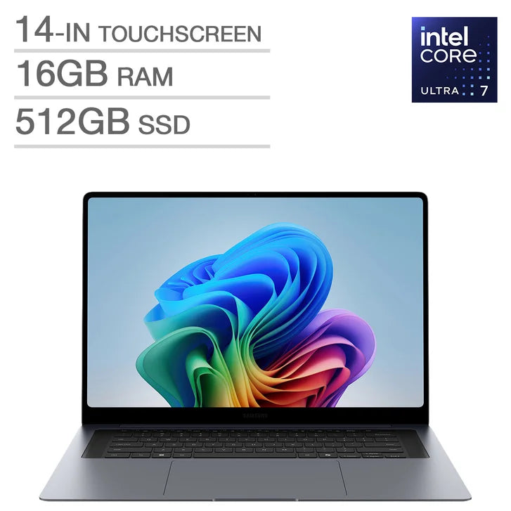 Samsung Galaxy Book6 Pro Copilot+ PC 14.0-in Touchscreen AMOLED Laptop, Intel Core Ultra 7 356H- 16GB RAM, 512 GB SSD T7
