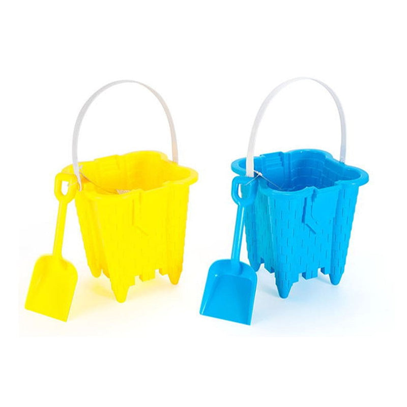 Sand Castle Bucket & Shovel Set, Blue/Green/Red/Yellow, Assorted, Ages 2+, for Beach/Pool Fun Activities F4