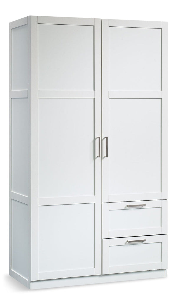 Sauder 2 Door 2 Drawer Wardrobe, White D9