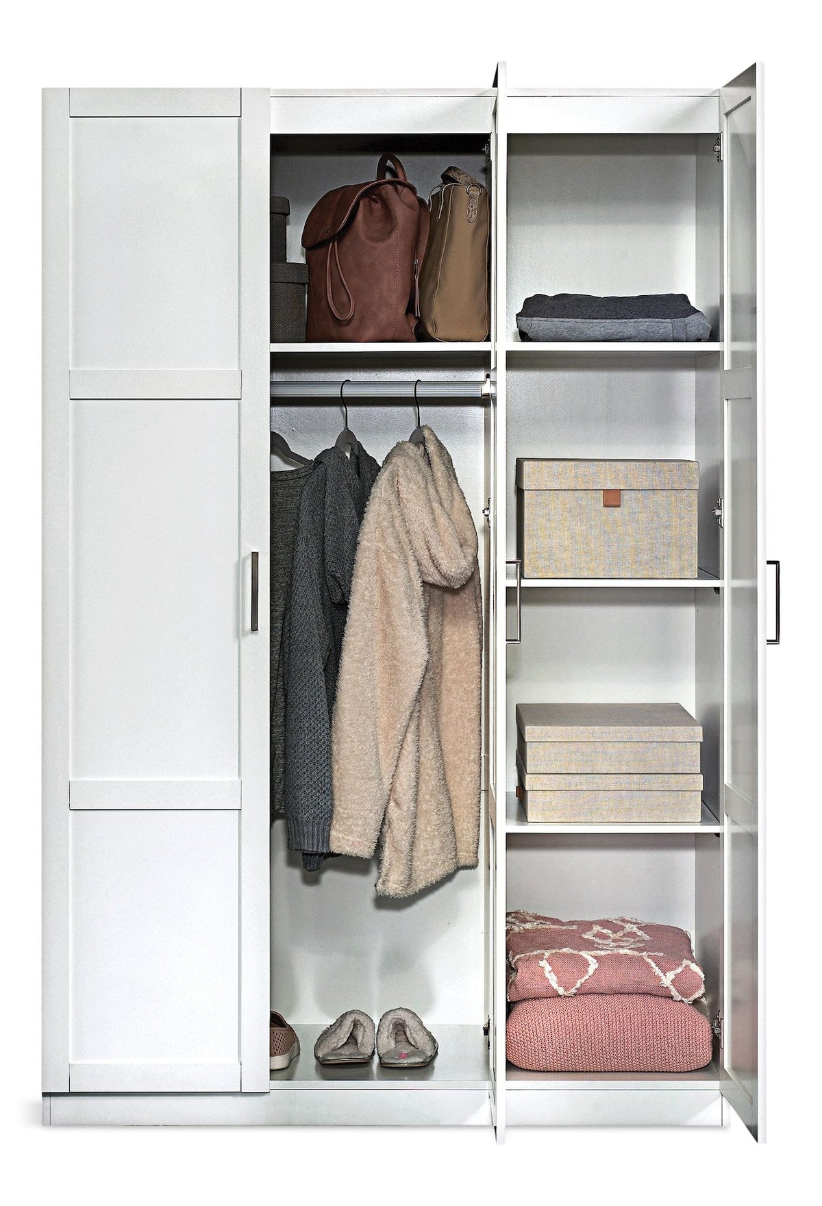 Sauder 3 Door Wardrobe Shaker, White