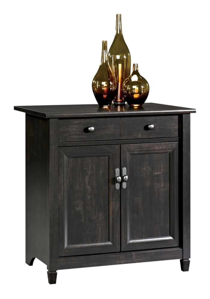 Sauder Edge Water 2-Door Storage Cabinet With Adjustable Shelf, Estate Black Finish I2