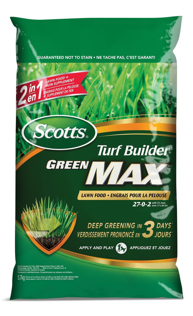 Scotts Turf Builder Green MAX Lawn Fertilizer, 27-0-2, 350-m2 Z1