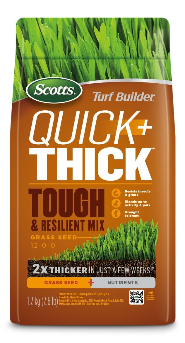 Scotts Turf Builder Quick + Thick Grass Seed Tough & Resilient Mix, 12-0-0, 1.2-kg V6