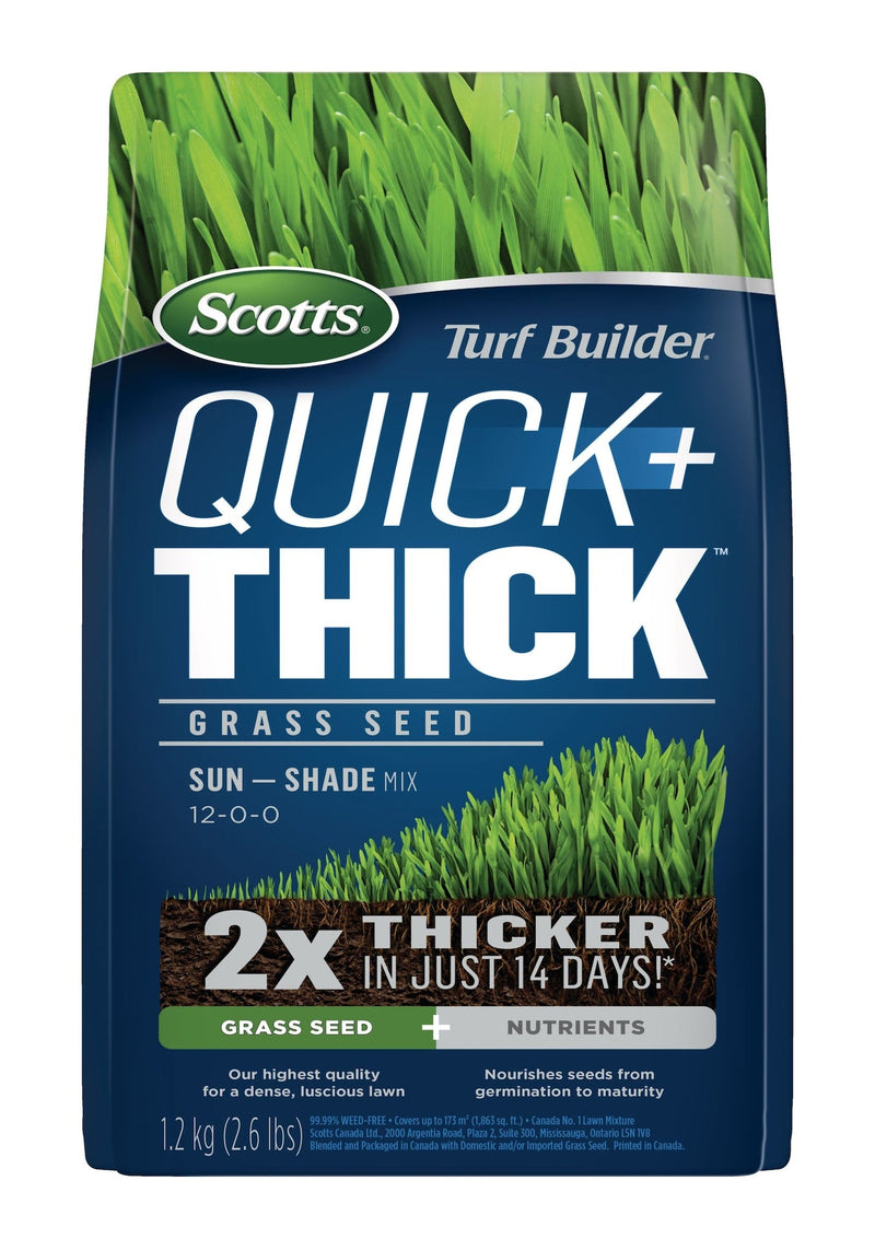 Scotts Turf Builder Quick + Thick Sun—Shade Grass Seed & Fertilizer Mix, 1.2-kg E6