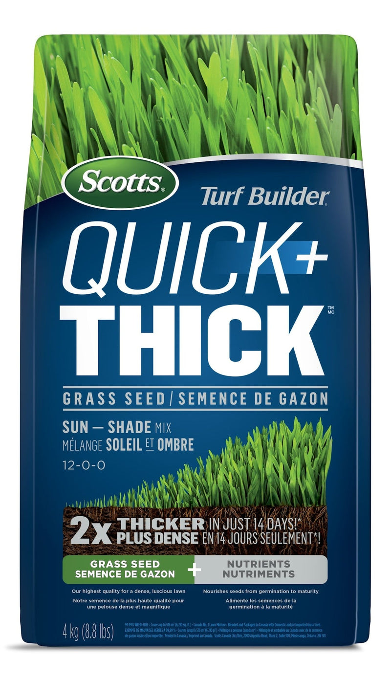 Scotts Turf Builder Quick + Thick Sun—Shade Grass Seed & Fertilizer Mix, 4-kg A3