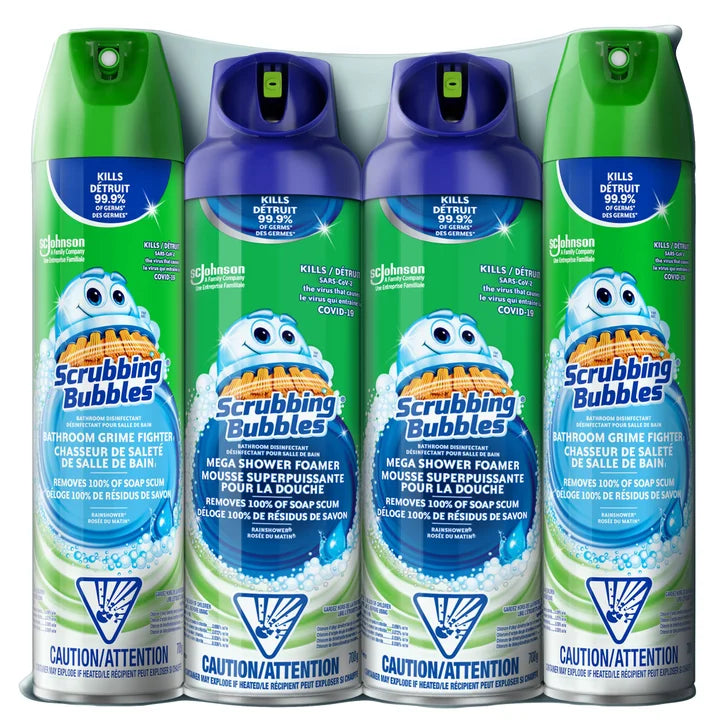 Scrubbing Bubbles Mega Shower Foamer and Bathroom Cleaner Aerosol Combo 4 x 708 g M6