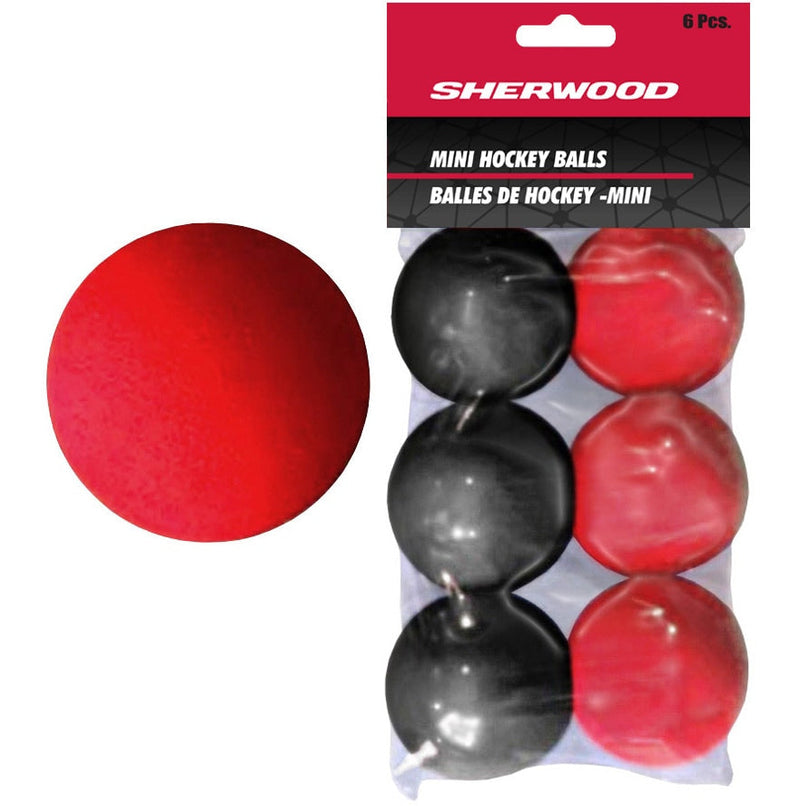 Sherwood Mini Foam Street Hockey Balls, Red & Black, 6-pk P7