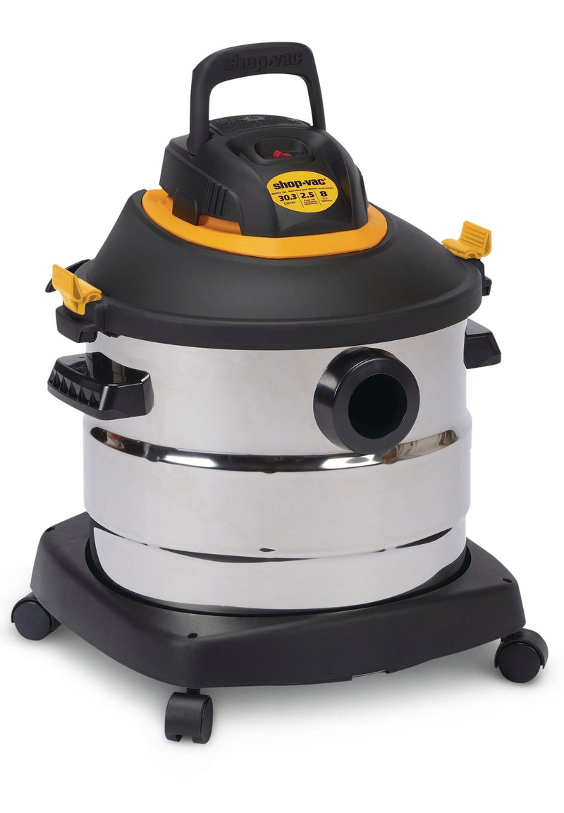 Shop-Vac 2031848 2.5 Peak HP Stainless Steel Wet/Dry Shop Vacuum with Hose and Accessories, 30-L J9