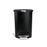 simplehuman Plastic D-Shaped Step Garbage Can, Black, 50-L