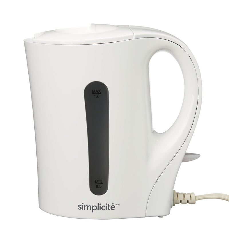 Simplicité Corded Electric Kettle with Auto Shut Off, White, 1-L S7
