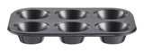 Simplicite Dark Grey Non-Stick Carbon Steel Muffin Pan, 6-Cup