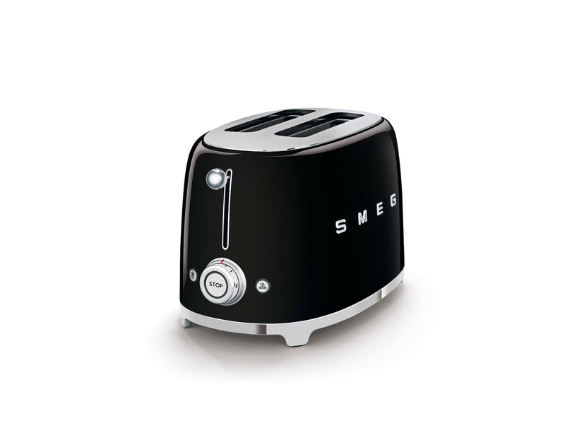 Smeg 50's Retro Style Wide Slot Pop Up Electric Toaster with 6 Settings, 2-Slice, Black S9