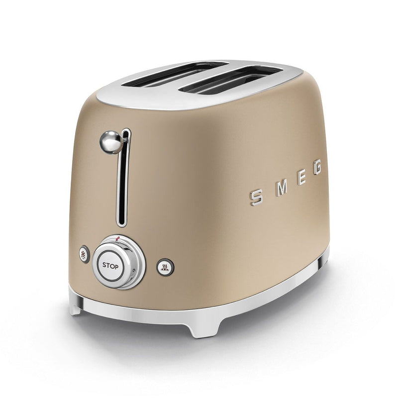 Smeg 50's Retro Style Wide Slot Pop Up Electric Toaster with 6 Settings, 2-Slice, Champagne K1