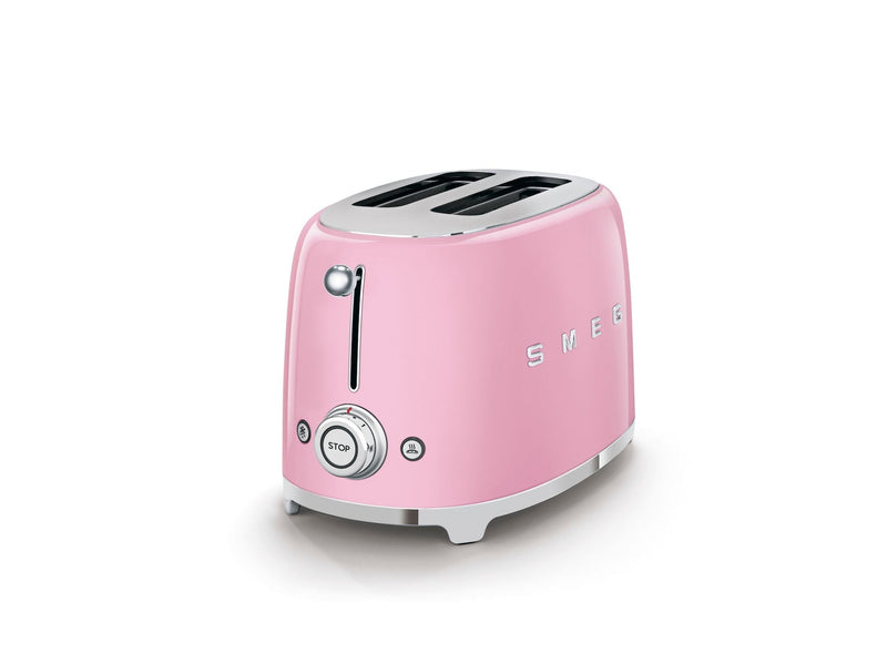 Smeg 50's Retro Style Wide Slot Pop Up Electric Toaster with 6 Settings, 2-Slice, Pink H8