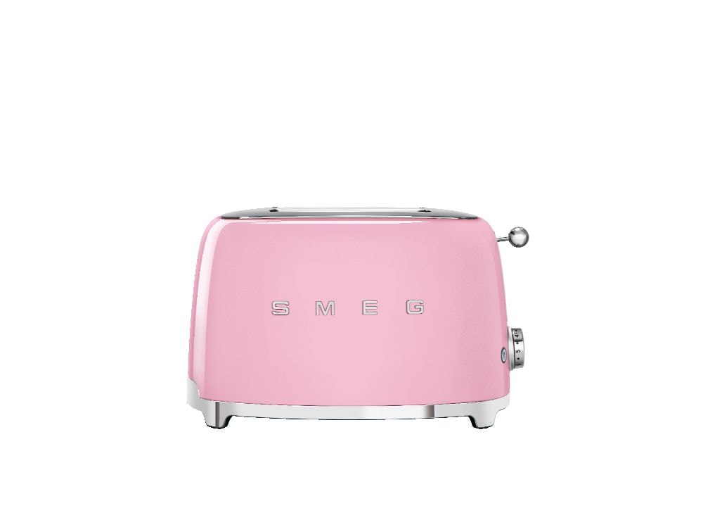 Smeg 50's Retro Style Wide Slot Pop Up Electric Toaster with 6 Settings, 2-Slice, Pink