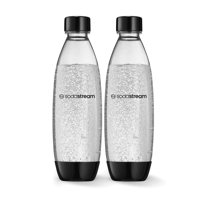 SodaStream Slim Carbonating Bottle, Dishwasher Safe, BPA-Free, Black, 1-L, 2-pk R7
