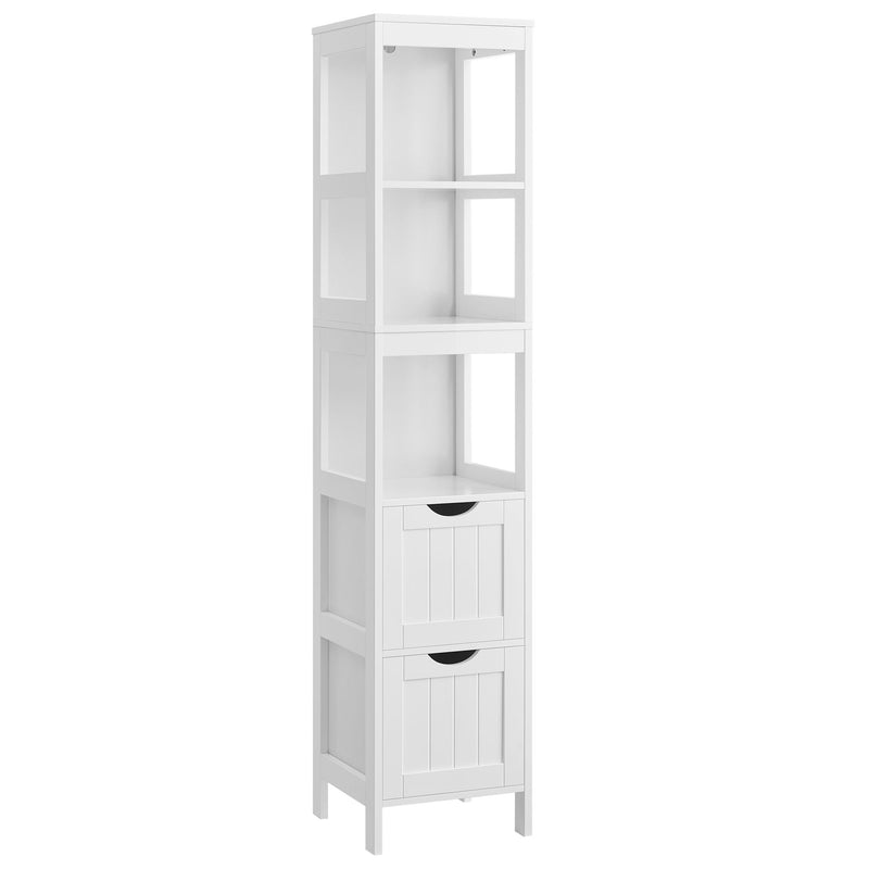 Songmics Home 2-Drawer White Cabinet with 3 Open Shelves R7
