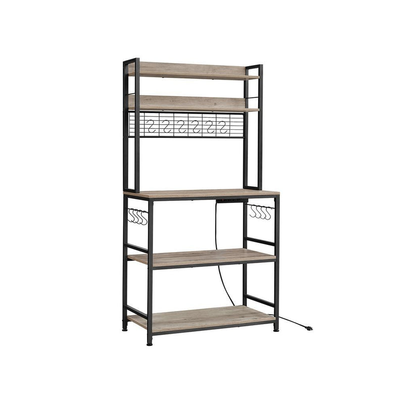 Songmics Home 5-Shelf Grey Baker's Rack with 4 AC Outlets V5