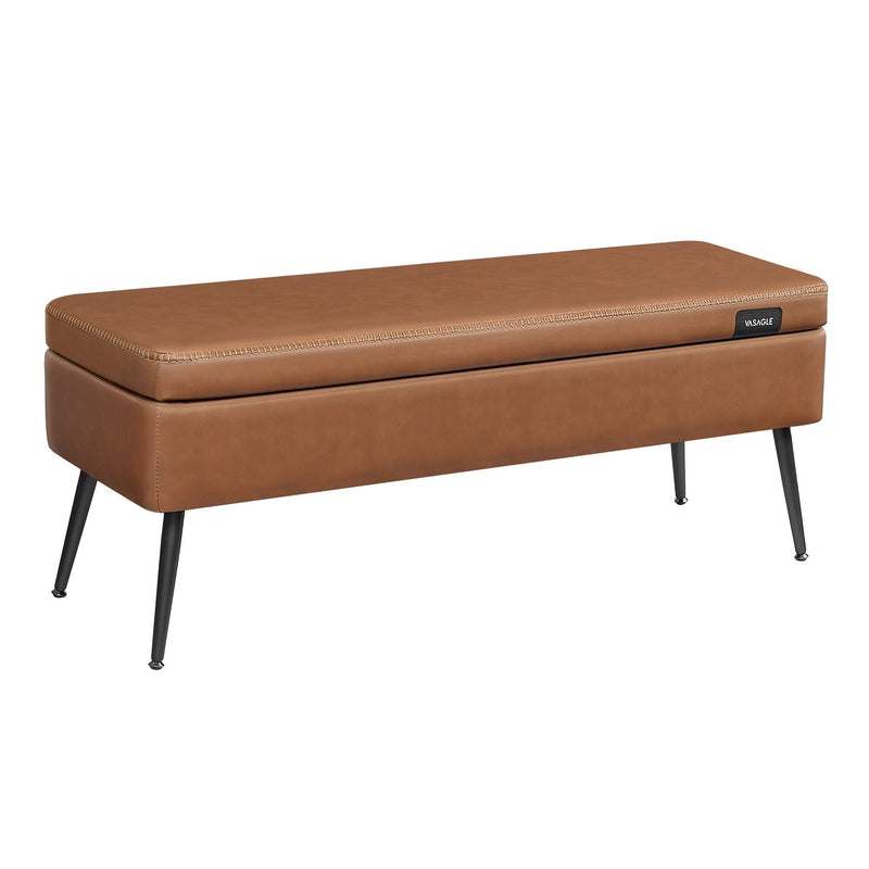 Songmics Home Caramel Brown Storage Bench with Steel Legs S0