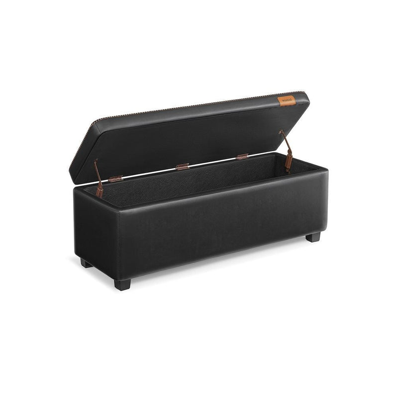 Songmics Home Deep Mid-Century Modern Black Storage Ottoman Y1