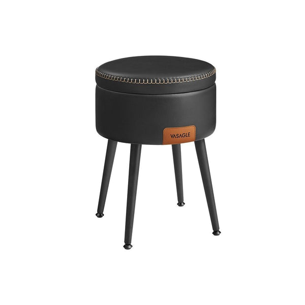 Songmics Home Ink Black Storage Stool with Footrest O4