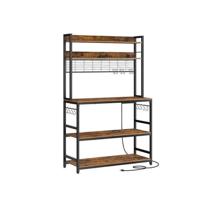 Songmics Home Rustic Brown Baker's Rack with 4 AC Outlets W3