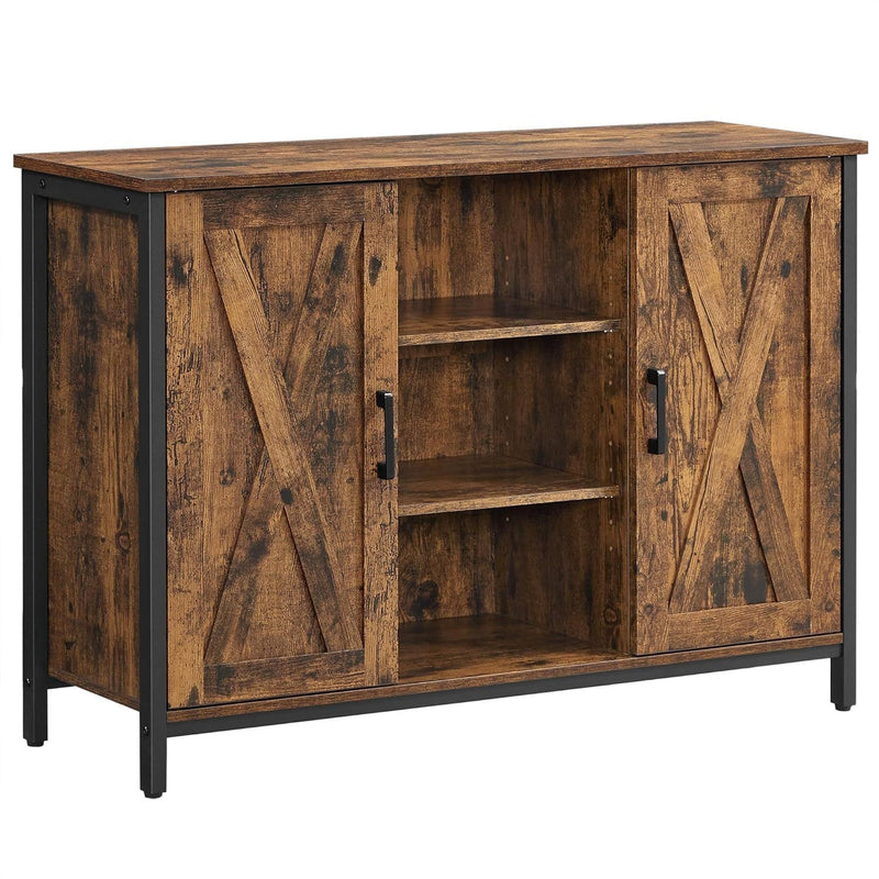 Songmics Home Rustic Brown Buffet Cabinet with Barn Doors W5