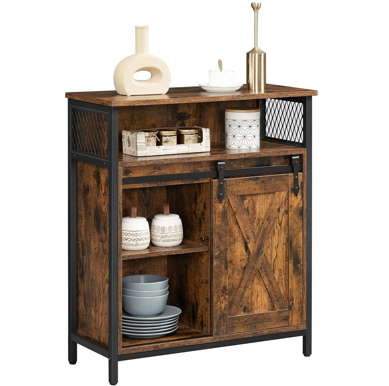 Songmics Home Rustic Brown Cabinet with Sliding Door X6