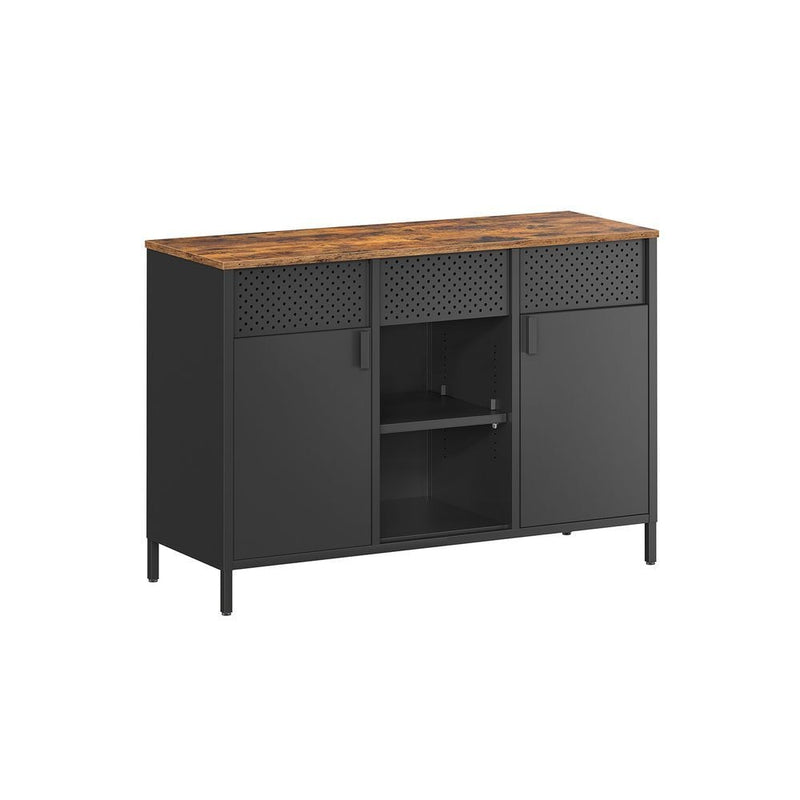 Songmics Home Rustic Brown/Black Metal Buffet Cabinet C3