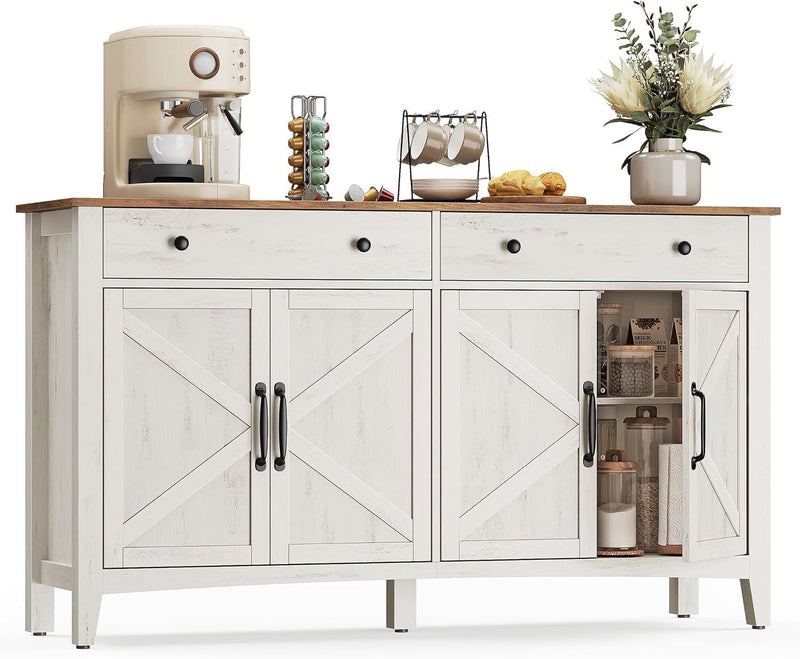 Songmics Home Rustic White/Honey Brown Buffet Cabinet U3