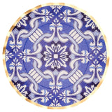 Sophistiplate Moroccan Nights Round Bordered Trimmed Paper Disposable Dinner Plates, Blue/Gold, Tile, 10-in, 8-pk, for Mother's Day/Easter