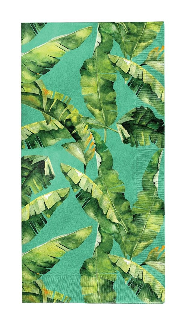 Sophistiplate Palm Spring Rectangle Paper Disposable Guest Towel Napkins, Green, 8-in, 20-pk, 3-ply, for Summer Party H9