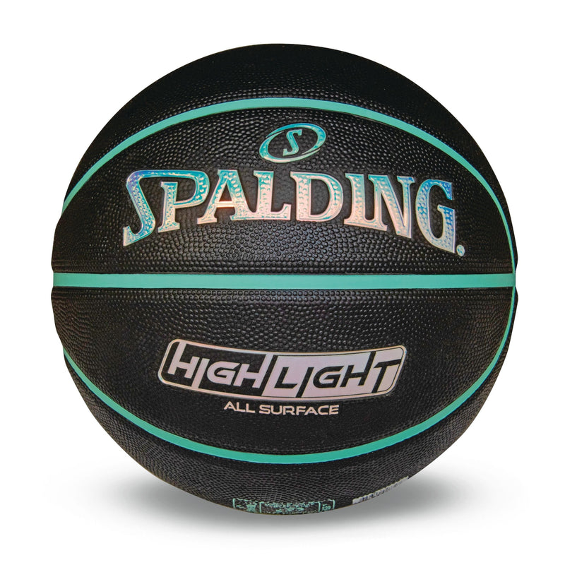 Spalding Highlight Foil Basketball, Black/Mint, Size 7 T8