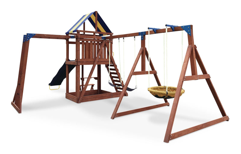 Sportspower Grand Mesa Outdoor Wooden Play Centre, with Swings, Slide, Sandbox and More, Ages 5+ U4