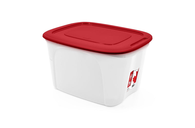 Stackable Storage Box with Lid, 63-L, Red/White, 63 Litre Storage Container O2