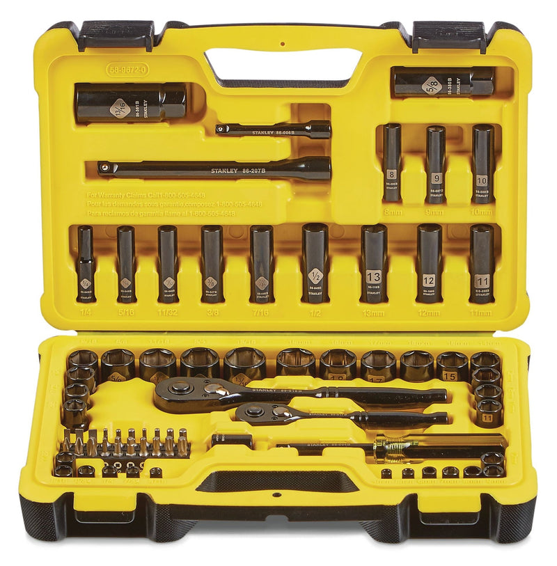 Stanley Professional Grade Black Chrome Socket Set, 70-pc, SAE/Metric J8