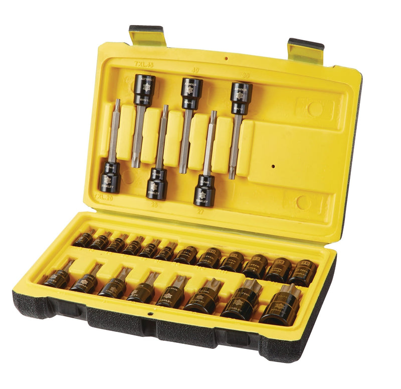 Stanley Professional Grade Black Chrome Torx Bit Socket Set, 26-pc, SAE/Metric U5